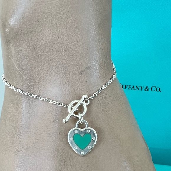 Tiffany & Co. Jewelry - 🔴Authentic TIFFANY & CO Blue Enamel Heart LOVE Chain Bracelet 💙🔴